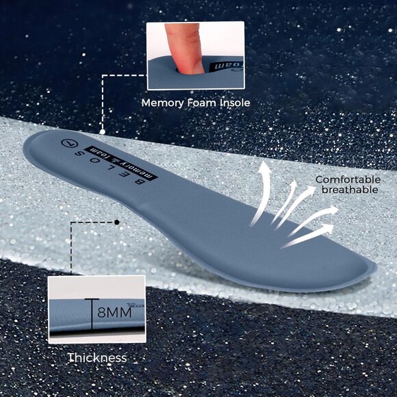 Women's Blue Rhinestone Mesh Slip On Walking Breathable Glitter Sneaker Shoes - Picture 6 of 9